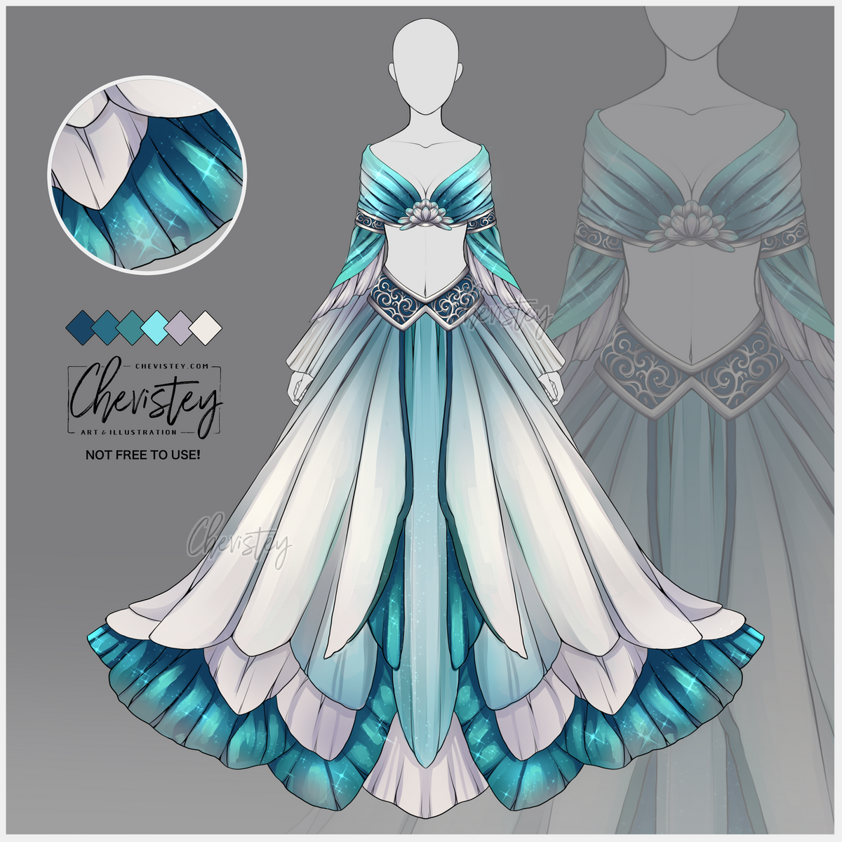 strapless open back dress Outfit Adoptable [Flower Gown] – Chevistey